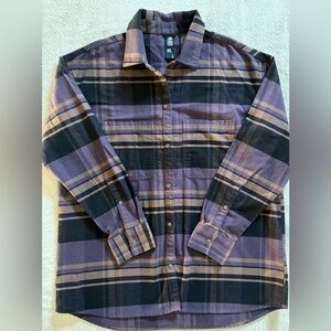 Mountain Hardwear Women's Purple and Black Plaid Flannel Shirt (L)
